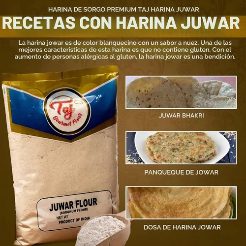 Vista 7 de TAJ - Harina de sorgo prémium de Juwar, Jowar, sin sal, 2 libras