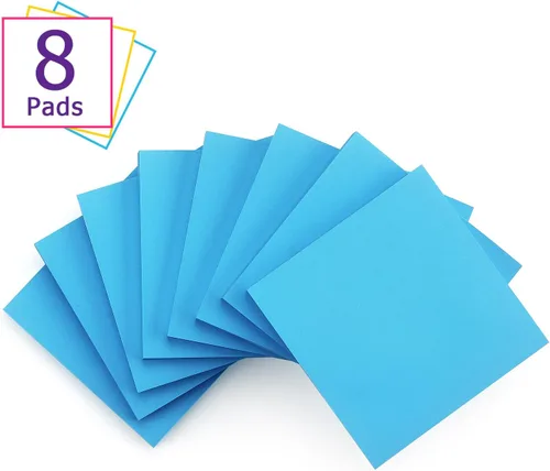 Vista 2 de Notas adhesivas 3x3 pulgadas Notas autoadhesivas de colores brillantes 8 blocs 80 hojas/bloc (Azul)