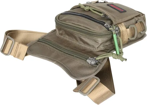 Vista 6 de Bolsa Cangurera Larswon con Ajuste en Muslo y Cintura, Riñonera Táctica, Bolsa para Motocicleta Impermeable A- Verde Ejército