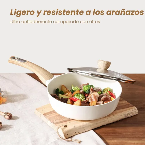 Vista 7 de SENSARTE Juego de utensilios de cocina de cerámica, juego de ollas y sartenes antiadherentes, utensilios de cocina de inducción de 14 piezas,