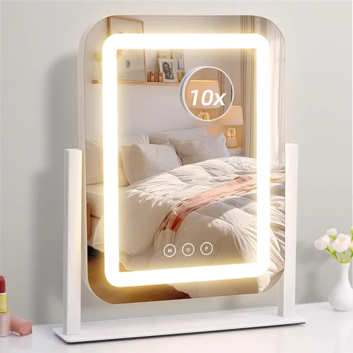 Vista 12 de Espejo de tocador de 12 x 13.9 pulgadas con luces, espejo de maquillaje LED