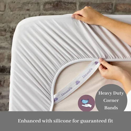Vista 4 de Dreamfit DreamComfort - Lujoso protector de colchón impermeable con absorción de humedad StaDry, microfibra cepillada fina y diseño transpirable