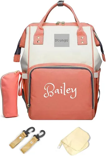 Vista 12 de Bolso de pañales grande personalizado Mochila de monograma de bolsa de pañales personalizada