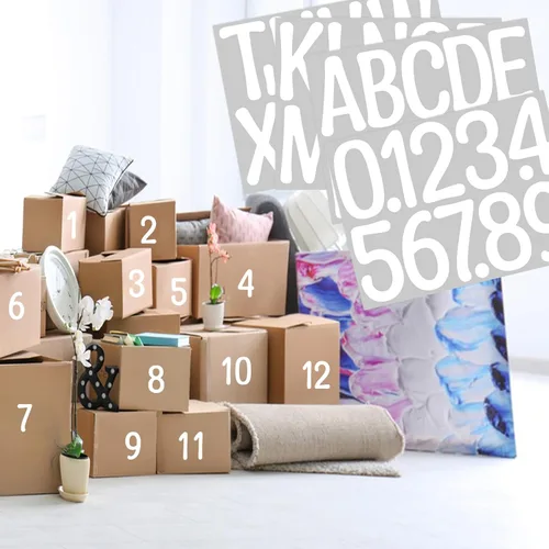 Vista 7 de 20 hojas de calcomanías del alfabeto de 4 pulgadas, letras y números, 240 calcomanías de vinilo autoadhesivas para buzones, ventanas, puertas, Blanco