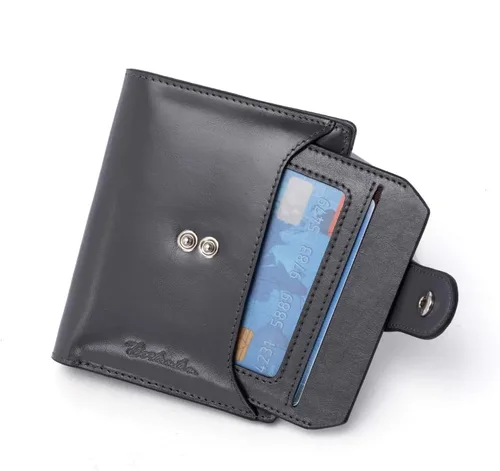 Vista 6 de BOSTANTEN - Billetera de cuero para mujer con bloqueo RFID, pequeña, con cremallera, de bolsillo, para tarjetas, con ventana para documento