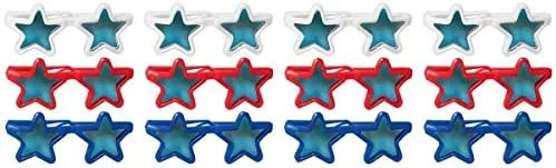 Vista 2 de Amscan Star - Accesorio para disfraz de gafas de sol, 5 34 pulgadas x 9 12 pulgadas, rojoazulblanco-12 piezas