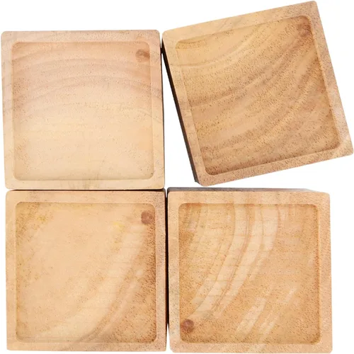 Vista 3 de Paquete de 4 elevadores de madera de 4 pulgadas, elevadores de cama de madera resistente, elevadores cuadrados de madera maciza para sofá, mesa