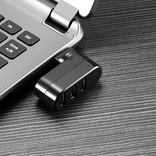 Vista 5 de Divisor de puerto USB, concentrador giratorio portátil compacto de 3 puertos, base de concentrador USB [90°/180° grados giratorio] para PC