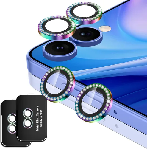 Vista 94 de Casetego Protector de lente de cámara para Galaxy Z Fold 8, [Diseño de purpurina mejorado], [Fuerte adherencia], lente de vidrio templado 9H negro