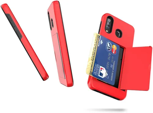 Vista 7 de Funda para Galaxy A50 con tarjetero, a prueba de golpes, funda protectora híbrida de silicona resistente para Samsung Galaxy A50, color negro