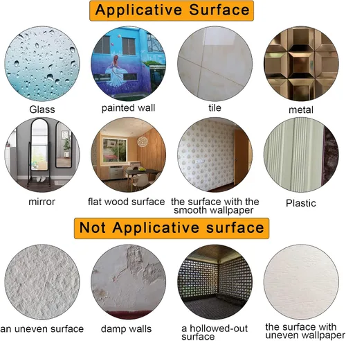 Vista 6 de CREATCABIN Calcomanías de pared con espejo de girasol 3D, calcomanías de pared de espejo acrílico, autoadhesivas, decoración de pared para sala