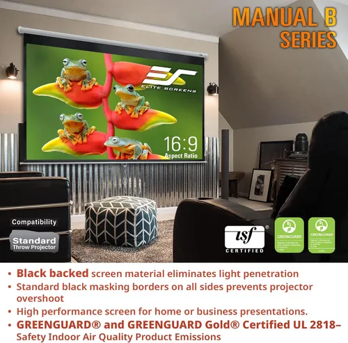 Vista 8 de Pantalla retráctil para proyector, de la marca Elite Screens, 120 pulgadas, diagonal 4:3 Blanco