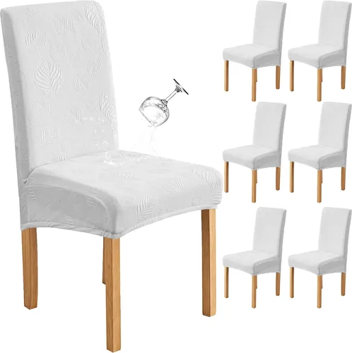 Vista 32 de Genina - Juego de 2 fundas impermeables para sillas de comedor, fundas para sillas de cocina, color beige