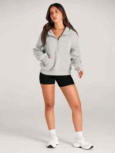 Vista 4 de AUTOMET Half Zip Sweatshirts Cropped Hoodies Fleece Womens Quarter Zip Up Pullover Sweaters Fall Outfits 2024 Winter Clothes