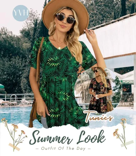 Vista 6 de Túnicas para mujer, estilo casual, manga corta, peplum