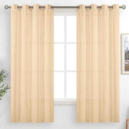 Vista 54 de BGment Cortinas cortas de lino transparente de 40 pulgadas para cafetería, con ojales, filtrado de luz, semitransparentes para ventanas pequeñas