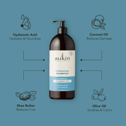Vista 4 de Sukin Champú hidratante para el cuidado del cabello, 33.82 onzas