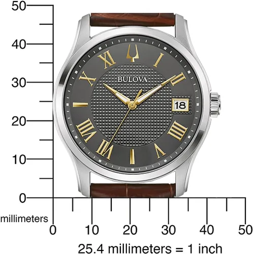 Vista 4 de Bulova Wilton 96B389 Reloj de cuarzo para hombre de acero inoxidable con correa de piel auténtica, correa, Correa
