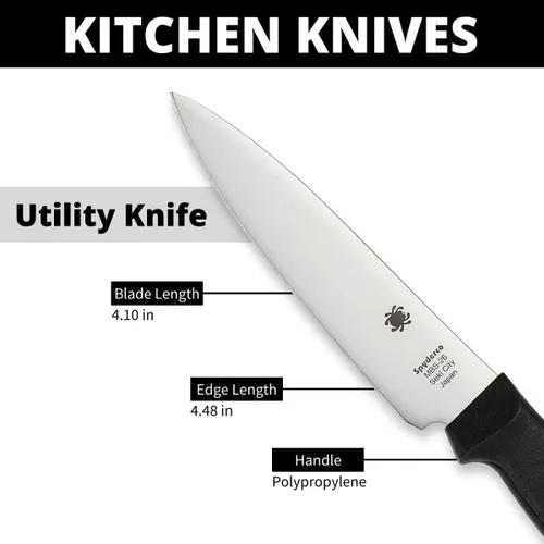 Vista 5 de Spyderco Cuchillo de cocina ligero con hoja de acero inoxidable MBS-26 de 4.5 pulgadas y mango de plástico de polipropileno negro - PlainEdge