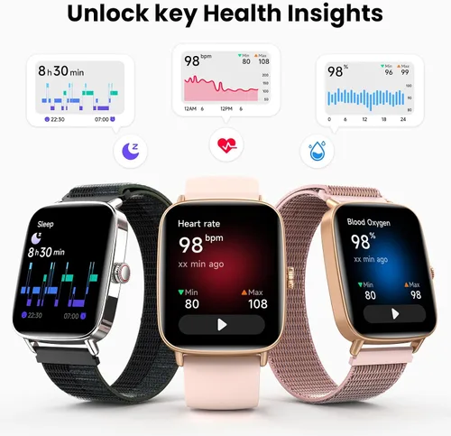 Vista 4 de ENOMIR Reloj inteligente para mujer, monitoreo de la salud del teléfono con Rosa