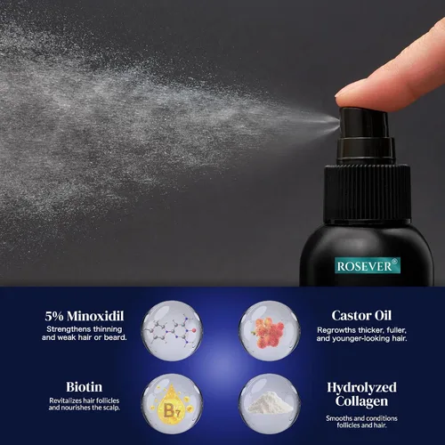 Vista 2 de Spray de crecimiento de minoxidil al 5% para el crecimiento del cabello y la barba, para hombres y mujeres adultos, unisex, aerosol para el cabello