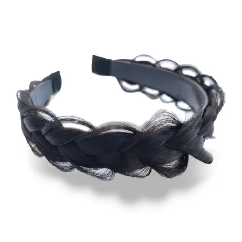 Vista 6 de RPZL (Rubio caramelo 8/14) Diademas trenzadas de cabello sintético – Diadema trenzada ligera y antideslizante – Dos hebras de 4 pulgadas de ancho