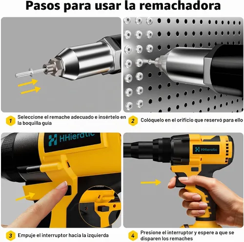 Vista 5 de Kit de herramienta de remache sin cable compatible con batería Dewalt 20V (solo herramienta), pistola de remache sin cable sin escobillas con 3