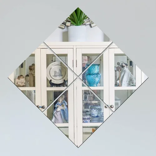 Vista 6 de IFAMIO Paquete de 4 láminas de espejo acrílicas autoadhesivas de 8 x 8 pulgadas, flexibles, sin vidrio, espejos de pared de plástico, calcomanías