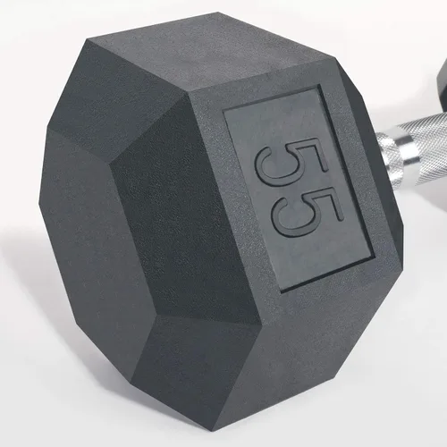 Vista 4 de LIONSCOOL - Mancuernas hexagonales de goma con mango de metal para entrenamiento de fuerza y resistencia, desarrollo de musculatura y entrenamiento