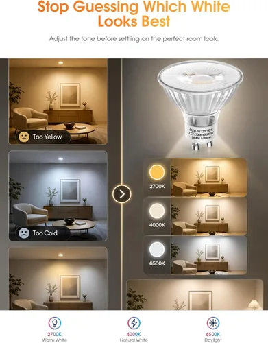 Vista 6 de SerBion Paquete de 6 bombillas LED GU10 que cambian de color, bombillas de 4 W para iluminación empotrada, iluminación de pista, luces de acento
