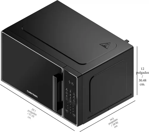 Vista 7 de Horno microondas de sobremesa Chefman 1,1 pies cúbicos, 1000 vatios con 10 niveles de potencia, 6 ajustes de cocción con cocción exprés de un toque