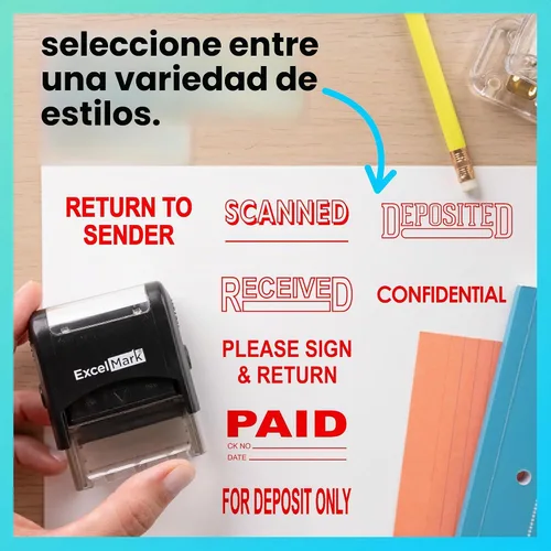 Vista 7 de ExcelMark Sello de goma autoentintado confidencial - Tinta roja