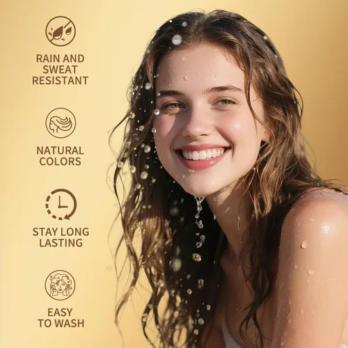 Vista 4 de Polvo para la línea del cabello (caoba) - Cubra instantáneamente las raíces de cabello canoso, sombra para el color del cabello, retoque