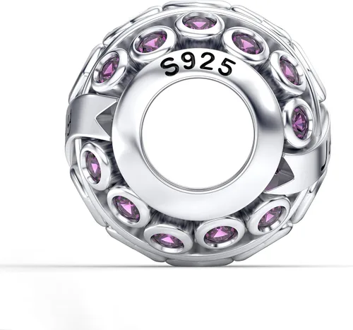 Vista 6 de Dijes de piedra natal de amor con corazón calado para pulseras y collares, plata de ley 925 con circonita cúbica 5A, regalos de joyería para mujeres