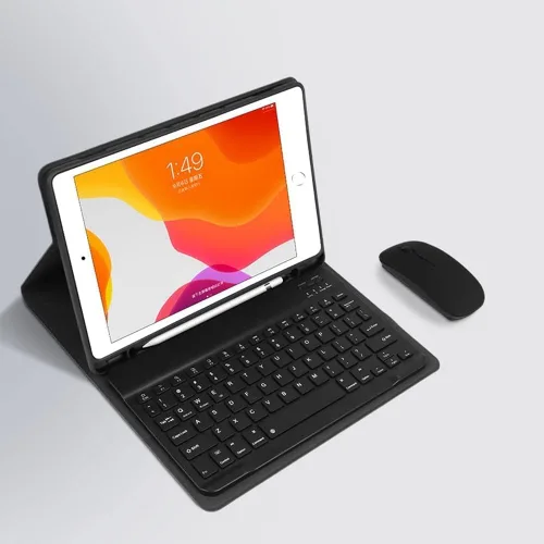 Vista 2 de Teclado de color para iPad 6ª 5ª generación Air 2 iPad Pro 9.7 Funda de teclado con mouse Linda funda de teclado inalámbrico desmontable extraíble