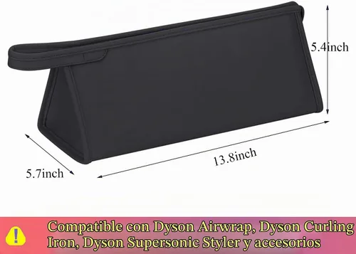 Vista 6 de Funda de viaje de cuero PU compatible con Dyson Airwrap Styler/Shark Flexstyle, funda de transporte portátil para secador de pelo Dyson Supersonic