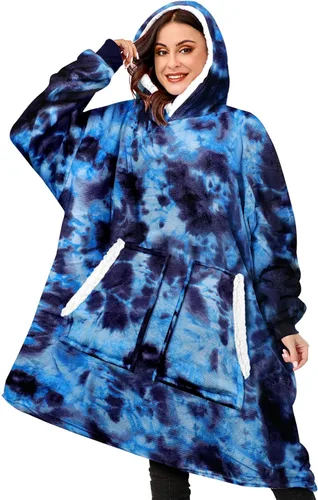 Vista 9 de BINSUNS Oversized Wearable Hoodie Blanket, Soft Fuzzy Microfiber & Sherpa Wearable Blanket Sweater with Giant Pocket
