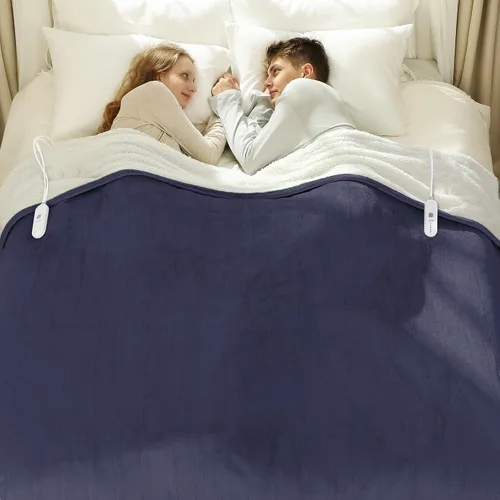 Vista 46 de Manta térmica eléctrica de franela Sherpa de 50 x 60 pulgadas - Manta eléctrica suave con 5 niveles de calefacción y 4 horas de apagado automático