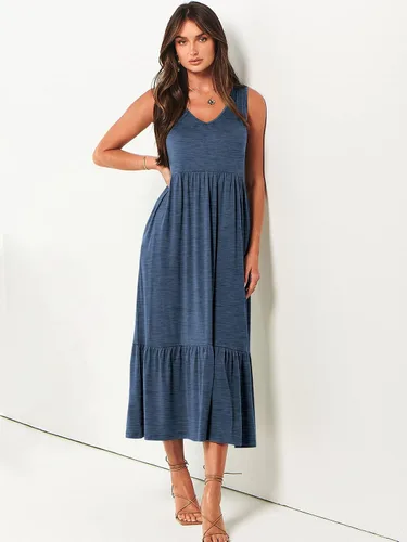 Vista 9 de ANRABESS Vestido de verano casual sin mangas con cuello en V para mujer, vestido de playa con bolsillos