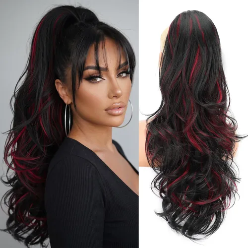 Vista 45 de Extensión de cola de caballo rubio, extensión de cola de caballo con cordón de 20 pulgadas para mujeres, extensiones de cabello de cola de caballo