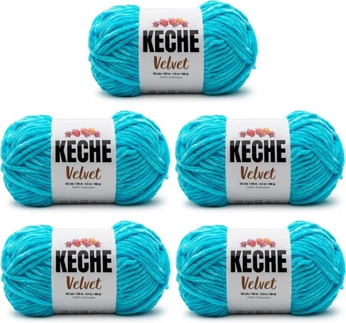 Vista 107 de Keche Hilo para ganchillo, hilo de terciopelo, chenilla suave, manta de bebé voluminosa amigurumi Yarn 3.53 oz (132 yardas) - Arona