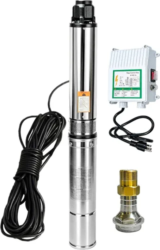 Vista 9 de Bomba sumergible de pozo profundo, bomba de pozo profundo de 1 HP de 110 V de acero inoxidable con caja de control y cable de alimentación de 50