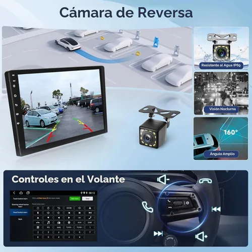 Vista 5 de Radio de coche Android de 10.1 pulgadas con Bluetooth, enlace de espejo, radio Hodozzy de doble DIN con pantalla táctil para automóvil