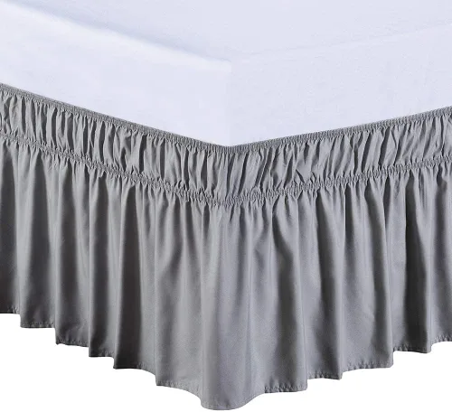Vista 22 de MEILA - Faldón de cama envolvente con tres lados de tela y elástico, con volantes de 14 pulgadas, caída a medida, fácil de instalar, resistente a