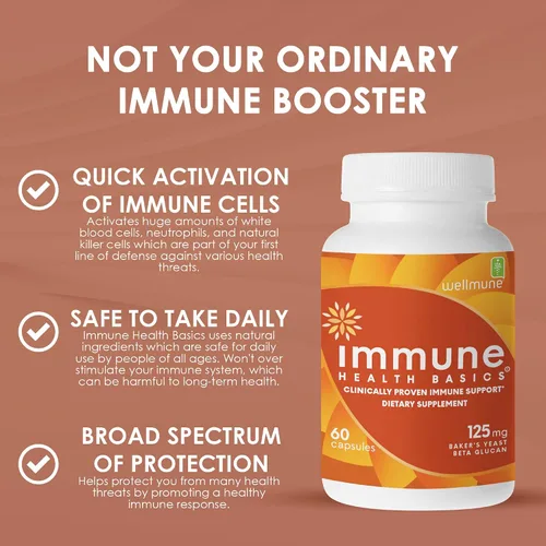 Vista 2 de Inmunidad ultra fuerte, apoyo inmunológico clínicamente probado, Wellmune Beta glucano altamente purificado, sin gluten, hipoalergénicas, sin OMG
