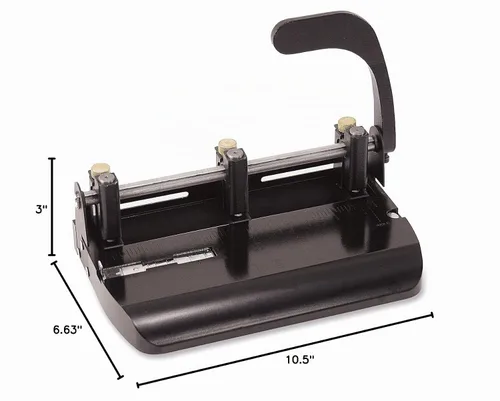 Vista 9 de Officemate Punzón de 2 a 3 agujeros ajustable resistente con mango de palanca, capacidad de 32 hojas, negro (90078)