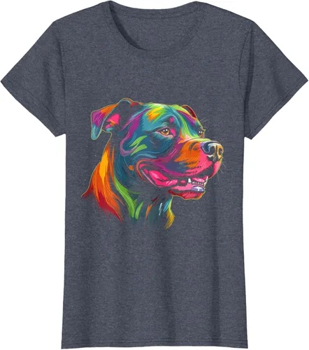 Vista 62 de Pit Bull Mom Dog Lover Colorido Artistic Pitbull Owner - Camiseta para mujer, Negro