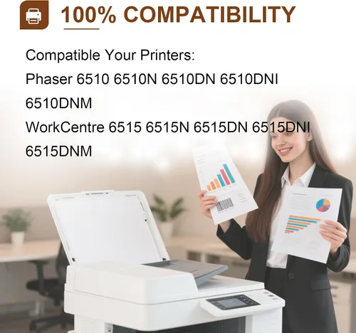 Vista 2 de 6510 Toner Cartridges Compatible for Xerox 106R03480 Black Cartridges High Yield Work for Xerox Phaser 6510 WorkCentre 6515 Printers,1 Pack