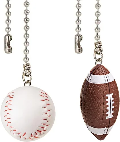 Vista 7 de Tiradores de cadena para ventilador de techo, extensión decorativa de 12 pulgadas, adornos extensores de fútbol y baloncesto, juego de tiradores