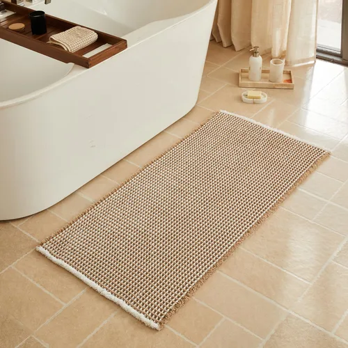 Vista 60 de Triohero Tapete de baño con diseño de gofre, tapete de baño pequeño y bohemio, antideslizante, lavable, ultra suave, súper absorbente, de secado